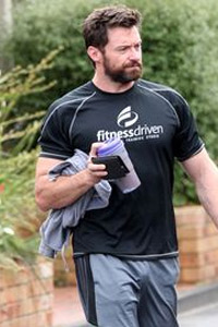 Hugh Jackman after a Pilates class Hugh Jackman after a Pilates class