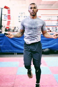 Lewis Hamilton skipping at the gym Lewis Hamilton skipping at the gym